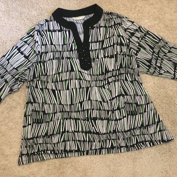 Surreal Warped Book Shelf Black Rhinestone Tunic Blouse - Picture 12 of 16